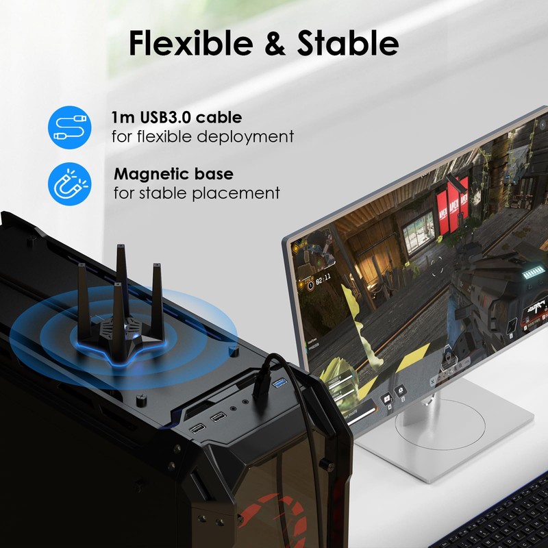 USB WiFi Adapter for Desktop PC, AX1800 WiFi Adapter Dual
