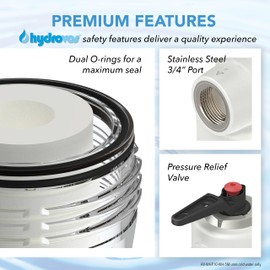 HYDROVOS 10-Inch Whole House Water Filter System, NSF Certified Reduces Sediment, Features 3/4” Stainless Steel Ports, Built-in Pressure Relief and Bypass Valve, One 10" x 2.5" Filter Included