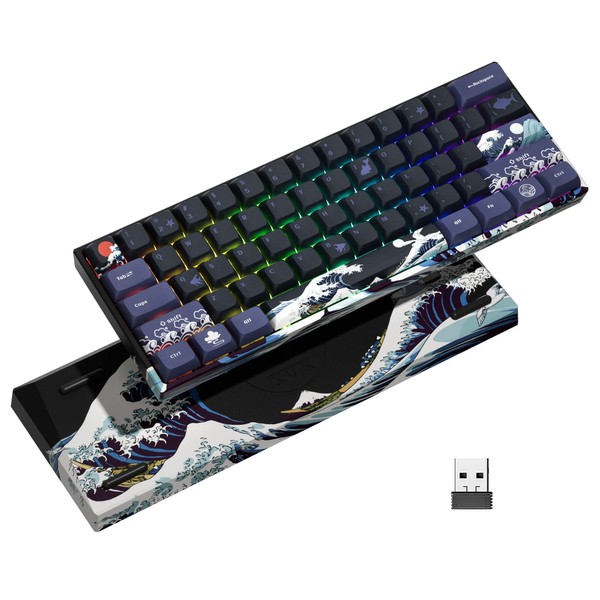 XVX 60% Gaming Keyboard, RGB 3-Modes Wireless Mechanical Keyboard, Mini