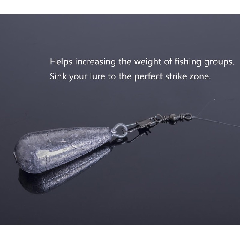 TaoTaoChong Fishing Weights Inline Iron Casting Swivel Raindrop Sinkers 60g