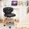JOSTZHXIN Home Rolling Stool, PU Leather Rolling Chair with Back,