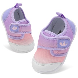 relxfeet Ligero y Transpirable,Puntera anticolisión,Zapatos de bebé Suaves y Antideslizantes,Primeros Pasos para Aprender a Caminar, para niños de 6 a 48 Meses RosaBlanco 14 CM