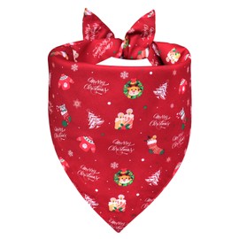 WoffBow Christmas Dog Bandana for X-Large Dogs - Reversible Santa Snowman Print Scarf - Soft, Quick-Dry Pet Neckwear for Holiday Photos & Gifts