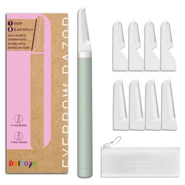Dermaplane Razor, Eyebrow Razor with 8 Blades, Exfoliating Dermaplaning Tools for Women&Men, Facial Hair Removal for Women, Eyebrow Trimmers Shaver with Safety Cover, Face Shaver for Women (Green)