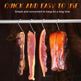 LICHUANUK Stainless Steel Meat Hook S Shaped Wall Hook Hot Cold Smoking Chicken Hunting Rib Smoking (13cm, 10-Pack)