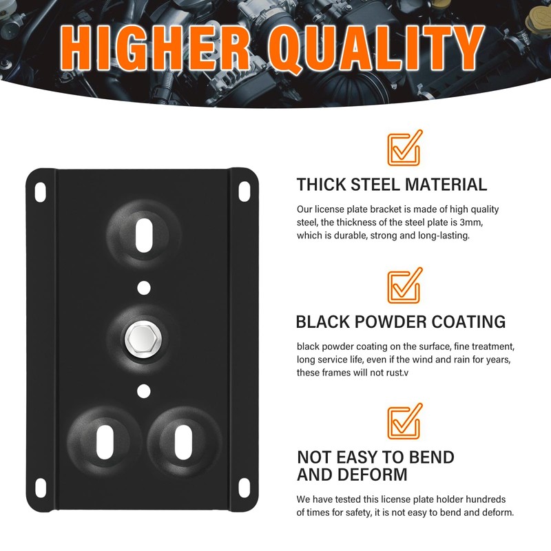 Front License Plate Holder No-Drill License Plate Bracket Mount Anti-Theft
