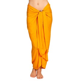 PANASIAM Sarong Unicolour for Men and Women, Multi-Functional Cloth Made of Soft & Light Viscose, Opaque Wrap Skirt, Also Extra Large, Beach Dress Produced by Small Family Business, Yellow-orange