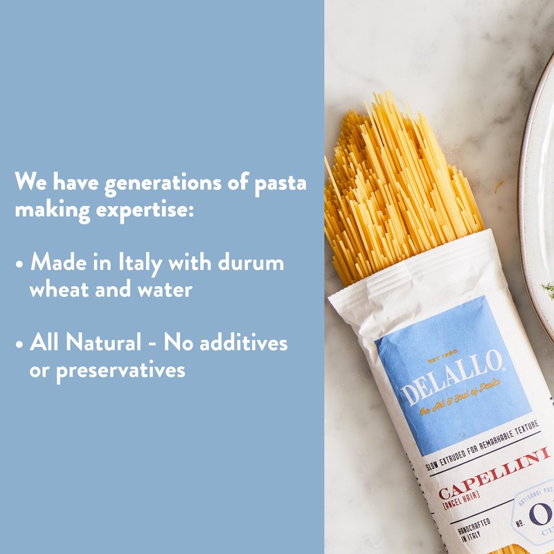DeLallo Capellini Pasta, Angel Hair Pasta Made in Italy, Made