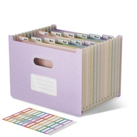 EcoStash 12 Pockets Accordion File Organizer, Wheat Straw File Folders, Upright & Open Top, Monthly Bill Receipt Organizer, 100% BPA Free, Return to Nature, Letter/A4 Size - Lavender Purple