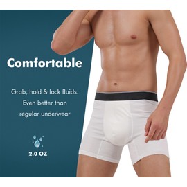 AIRCUTE Washable Absorbency Urinary Incontinence Underwear for Men, 6" Inseam Bladder Leaks Proof Boxer Briefs, 3 Pack (Medium, 3White)