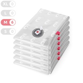 Compactor RAN8715 platzsparende Vakuum-Aufbewahrungsbeutel, 6er-Pack, Größe M, extra flach, Aspispace-Serie, transparent, 55 x 90 cm