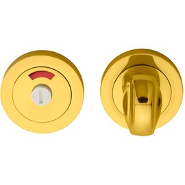 Thumbturn Lock and Release Handle with Indicator - 50mm Dia - Polished Brass | Locking Thumb Turn and Release Handle - Screwless Rose - for Use with Lever on Rose Door Handles