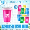 Domensi 48 Pcs Hawaiian Luau Party Plastic Cups 16 oz
