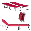 Set of 2 Wine Red Folding Chaise Lounge Chairs 5-Position