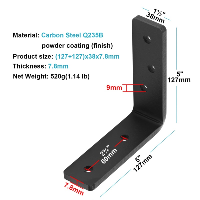 eoere 4 PCS 5" Heavy Duty Steel 90 Degree L