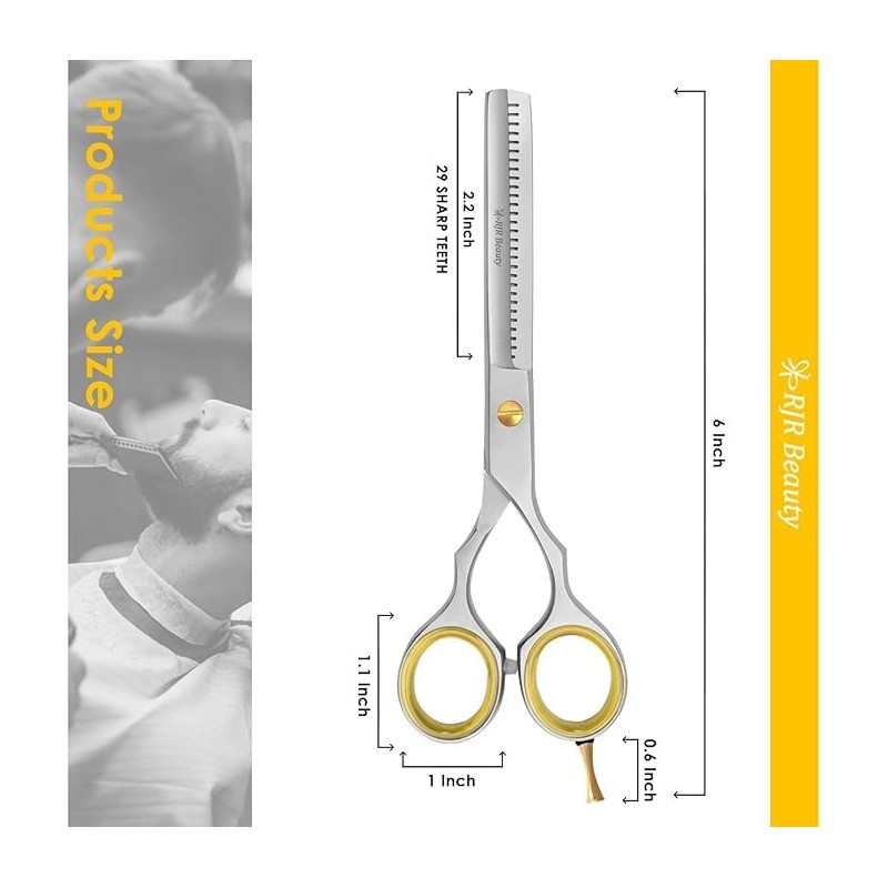 RJR Professional Hair Thinning Scissors – 6.5” Thinning Shears for