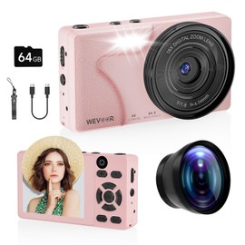 64MP 4K Vlogging Camera, 64GB Fast Autofocus Digital Camera with Dual Cam, Wide Lens, 2000mAh Battery and 18X Digital Zoom - Ideal for YouTube, Tiktok, Travel, Beginners Video Recording Creation