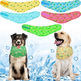 Dansydaisy 5 Pcs Dog Cooling Bandanas Dog Instant Cooling Neck Wraps Breathable Ice Scarf Pet Dog Cooling Collar for Small Medium Large Dog Hunting Training Hiking Camping Accessories for Summer(L)