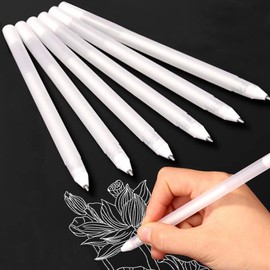 White Gel Pens Set 6 Pieces, 0.8mm Fine Tip Point Sketching Pen Highlight Line Drawing Pens, Art Design Supplies Ink Pens for Back to School Artists Black Paper llustration Adult Kids Book Coloring