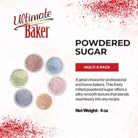 Ultimate Baker Powdered Sugar - Naturally Colored Icing Sugar for Icing & Frosting, Extra Fine Grain Confectioners' Sugar for Baking & Dusting (4oz Bag, Multi 6 Pack)