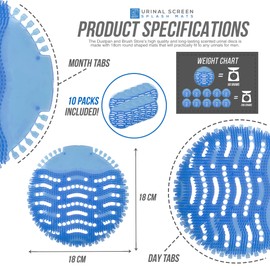 Urinal Screen Splash Mats, Scented Toilet Deodorizer and Urinal Splash Guards for Men’s Toilet (Urinal Screen Ocean Mist Blue, PACK OF 10)