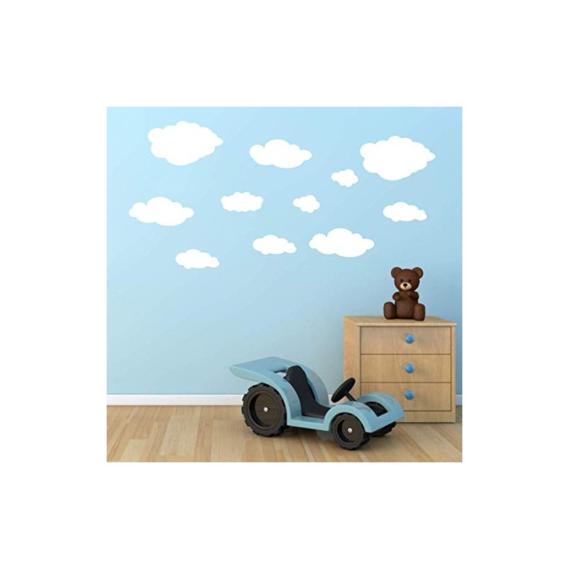 Set of 11 Clouds Wall Sticker Clouds Sky (Baby Blue)