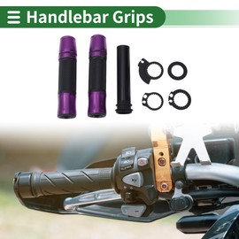 Partuto 7/8" 22mm 15/16" 24mm Motorcycle Hand Grips Cover Kit Non Slip Aluminum Alloy Rubber Handlebar Grips Black Purple 1 Set Rhombus Pattern