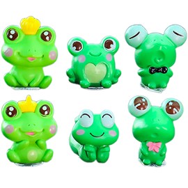 Cute Frogs Car Dashboard Accessories, Kurilai Funny Mini Frogs Car Ornament, Frogs Car Rearview Mirror Decorations, Car Interior Decor Fairy Garden Landscape Decor for Men Women (Green, 6pcs)