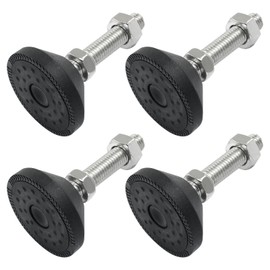 Waziaqoc 4Pcs M12 Thread Leveling Feet, Adjustable Swivel Levelers Foot, Nylon Base 50mm Diameter Articulated Feet for Table Desk Shelf Chair Furniture, D50 x M12 x H50