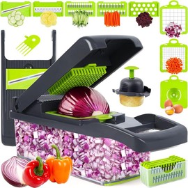 Vegetable Chopper, Onion Chopper, Mandolin Slicer,Pro 10 in 1professional food Chopper multifunctional Vegetable Chopper and Slicer, Dicing Machine, Adjustable Vegetable Cutter With Container