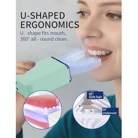 Cepillo de dientes eléctrico en forma de U para adultos, cepillo de dientes eléctrico con resistencia al agua IPX7, cepillo de dientes ultrasónico par