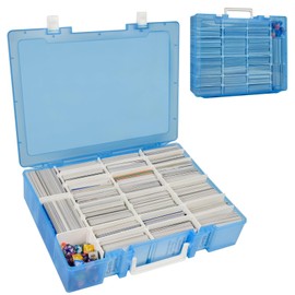 Xuerdon Trading Card Storage Box, 2300+ Playing Card Case Holder Organizer Compatible with PM TCG/for Yugioh/for CAH/for Phase 10/ for Topps Football Baseball Sports Cards (Case Only) - Blue