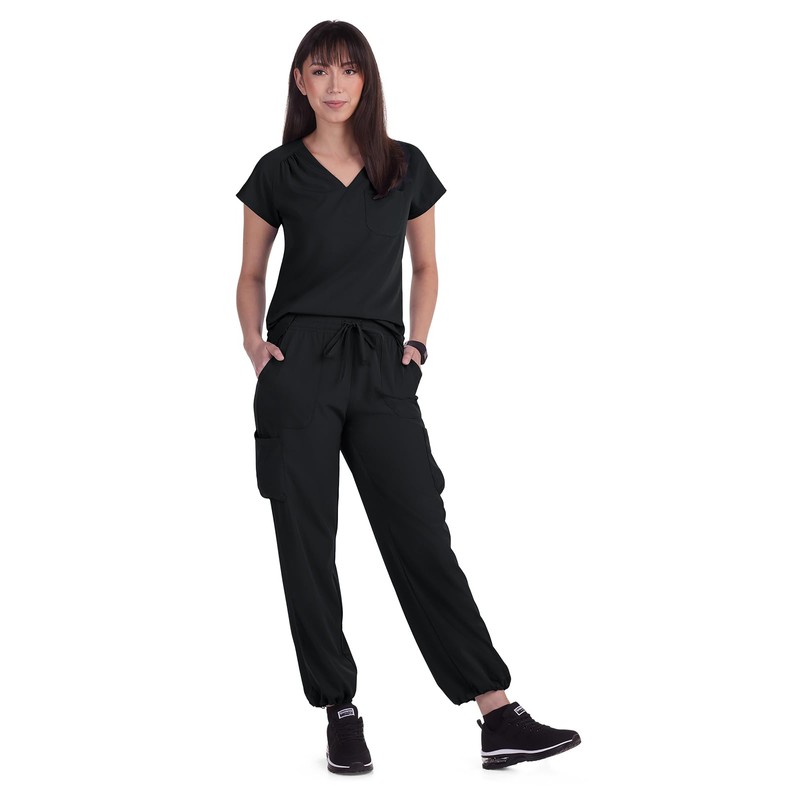 KOI Planet Kailani Women's 1-Pocket Eco-Friendly Scrub Top Black Large