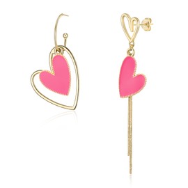 EVER FAITH Asymmetric Earrings Heart Drop Earrings Heart Mismatched Earrings Rose Gold Tone, Crystal