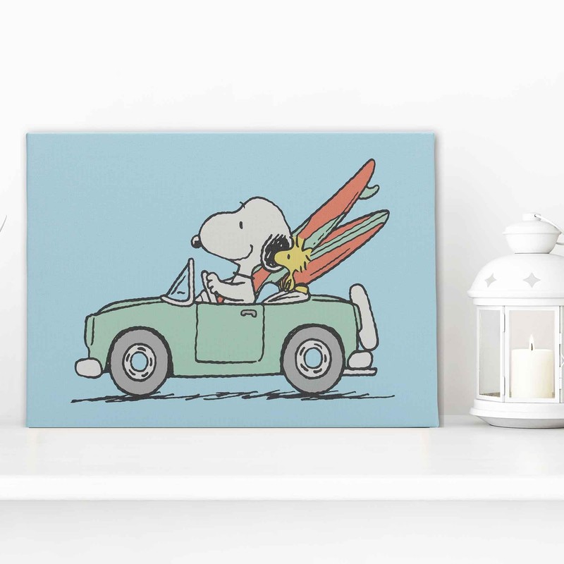 Peanuts Snoopy and Surfboards in Car Gallery Wrapped Canvas Wall