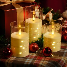 Homwamee 3 Pcs Flameless Candles with Remote Control, Battery Operated Candles LED Pillar Candle with Timer, 4'' 5'' 6'' Candles for Wedding Centerpieces Holiday Valentine's Day Decorations