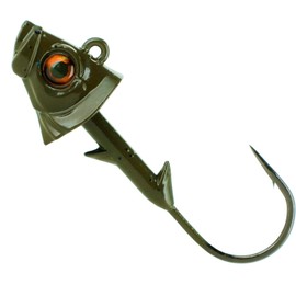 Swimbait Jig Head with Realistic Fish Head- 1/4oz- Green Pumpkin