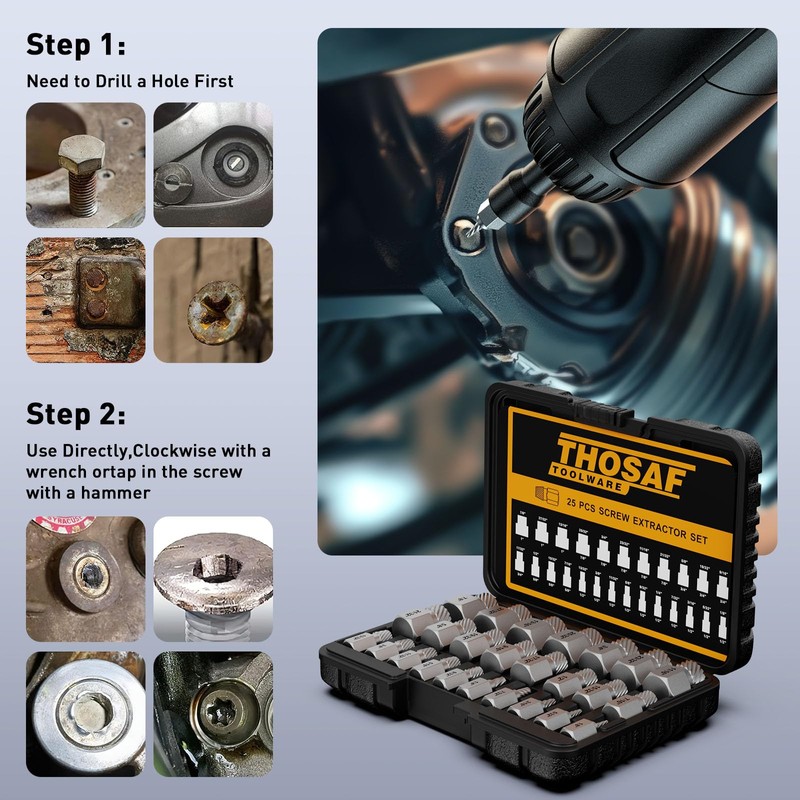 Screw Extractor Set, 25 Piece Easy Out Bolt Extractor Set,