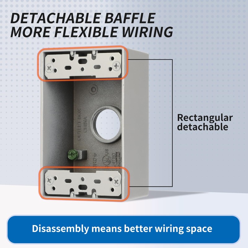 XGGYA Single Gang 3-3/4” Weatherproof Outdoor Box, Aluminum Weatherproof Electrical