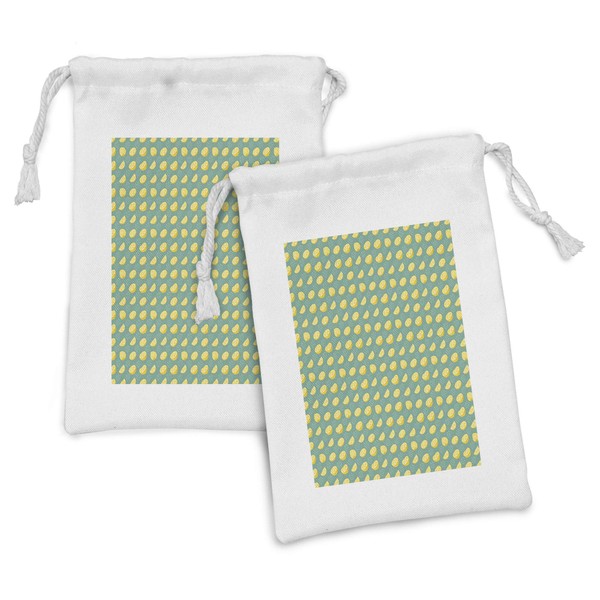 Ambesonne Lemon Fabric Pouch Set of 2, Healthy Fruit Theme