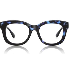 JiSoo Gafas de lectura de gran tamaño para mujeres y hombres 2.5, elegantes lectores de diseñador para mujeres 2.5 con marco grande, azul demi