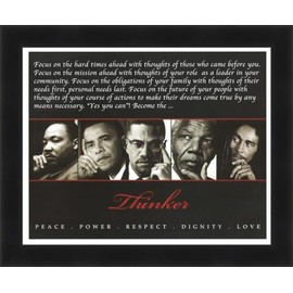 The Thinker (Quintet) by Michael Eaton: Peace, Power, Respect, Dignity and Love (Black Frame, 12.25x10.25 inches)