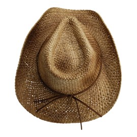 Gamble and Gunn Cowboy Hat, Vintage Style Unisex Brown Straw Cowgirl Sun Hats with Wide Shapable Brim, Leather Band - Fits 58cm- 60cm