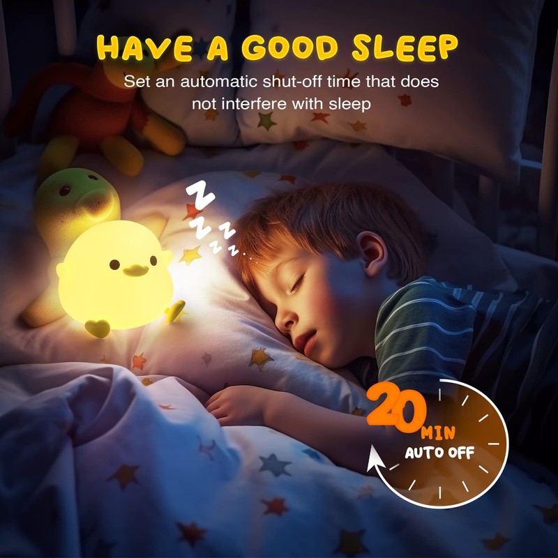 UNEEDE LED Cute Bean Duck Night Light, DoDo Duck Silicone