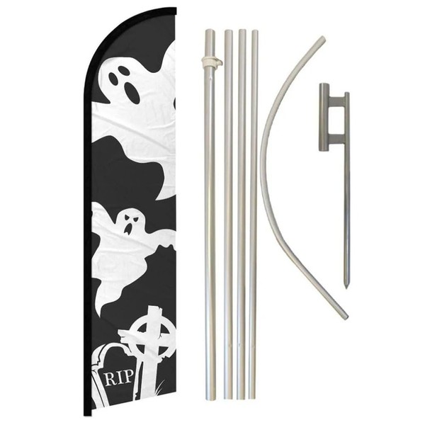 Alternative Novelties Halloween Ghost Black & White 2.5'x11.5' Super Knit