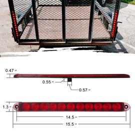 Konrali 4Pcs 16 Inch Red 11 LED Trailer Tail Lights Bar Sealed Trailer Truck Car Stop Turn Tail Third 3rd Center Stop Brake Lights Bar Trailer Left Right Turn Signal Lights Bar IP67 Submersible