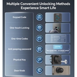 Keyless Entry Door Lock Deadbolt with Handle Set, Door Locks for Front Door, Keypad Code with Handle, Smart Door Knob, Auto Lock, Code Door Lock with Installation Guide (Oil Rubbed Bronze)