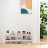 Haddockway Long 2 Tier Bamboo Shoe Rack Storage Organizer, Multifunctional