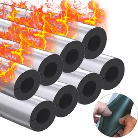 8 Pack Pipe Insulation Foam Tube, 3/4'' Self Adhesive Pre Slit Foam Pipe Covers Polyethylene with Aluminum Foil for Spigot, Winter Outside Pipes, Sprinkler, Water Heater Pipes Freeze Protection