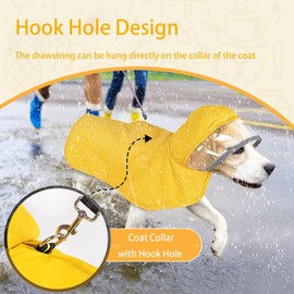 Dog Raincoat, Adjustable Dog Rain Jacket with Hood, Waterproof Poncho with Reflective Straps for Small Medium Dogs, Lightweight Puppy Clothes (Yellow, XL)